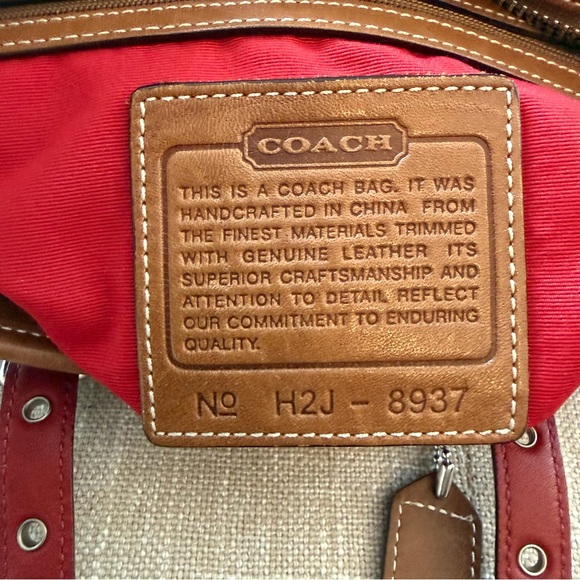 Coach Hamptons Tartan Plaid Wool Tote - Red Holiday Archive (2002) Vintage - Picture 10 of 11